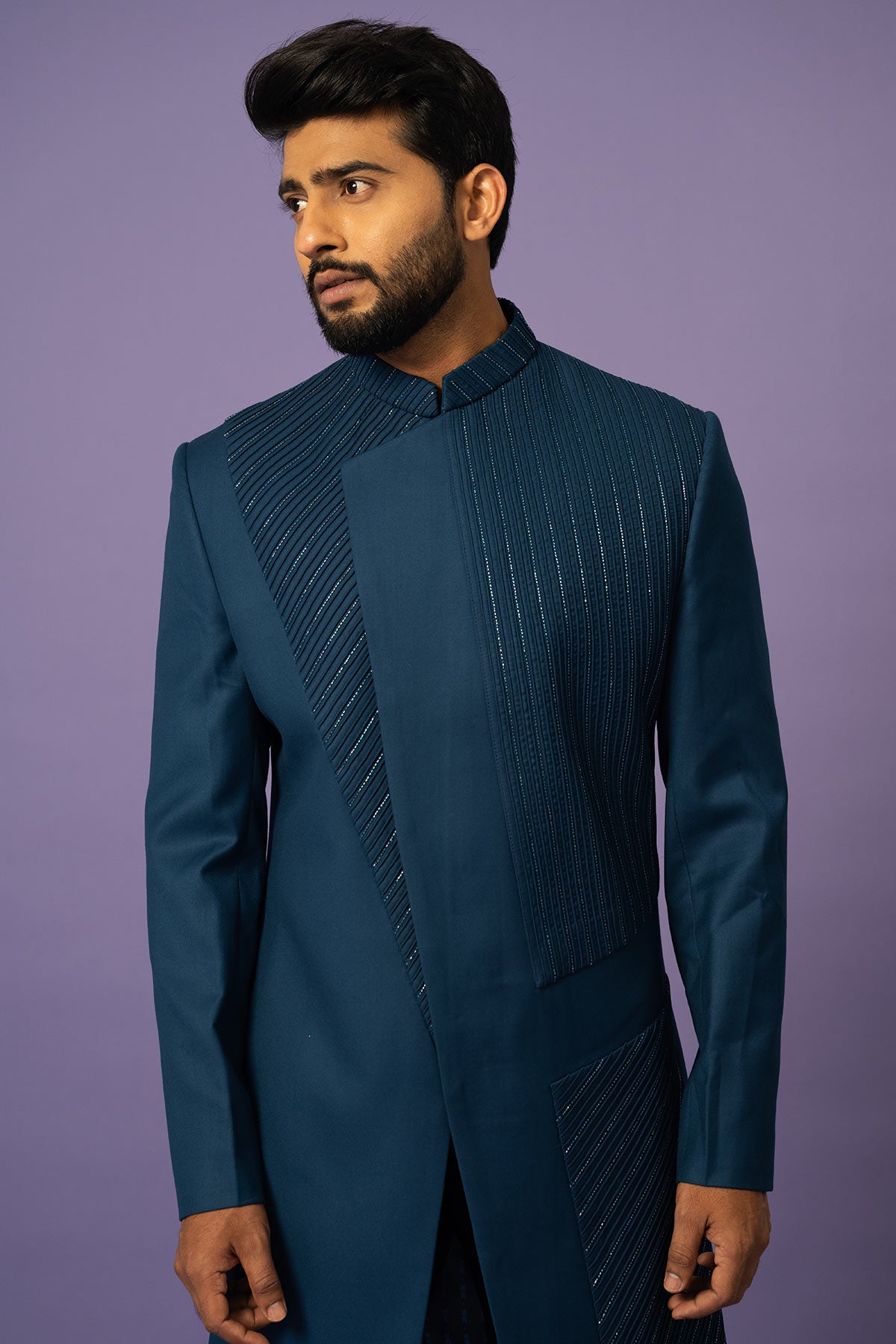 TEAL PINTUCKS ACHKAN SET