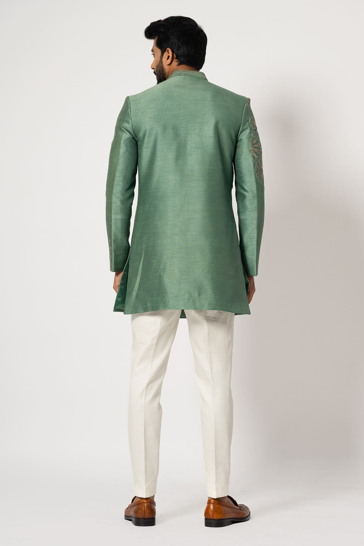 FERN GREEN FLORAL BLOOM ACHKAN SET